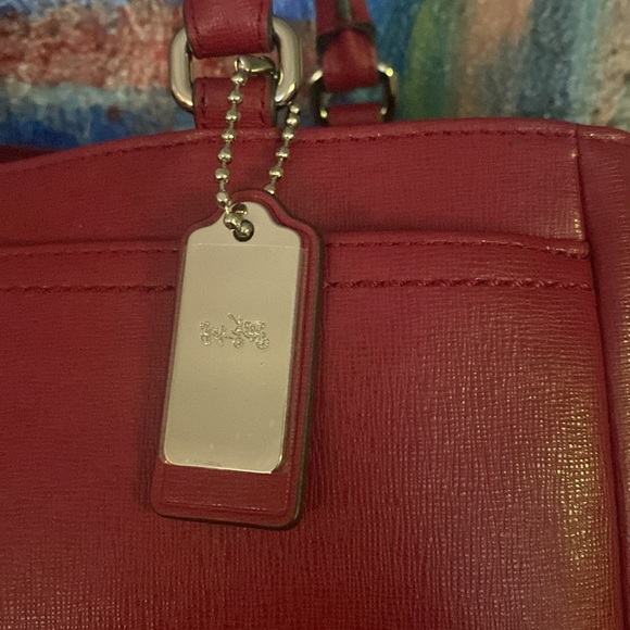 Coach tote deep red like new condition - Picture 2 of 14